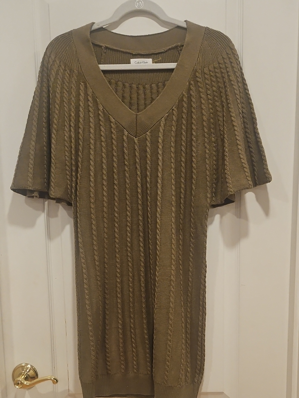 Calvin Klein Olive Knit V-Neck Sweater Size L